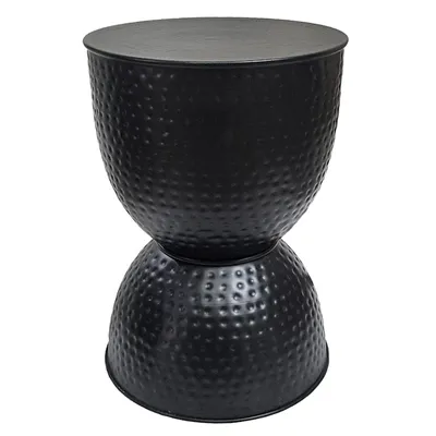 Hammered Metal Accent Table, Black