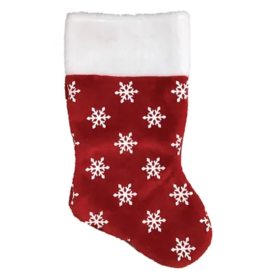 Red & White Snowflake Stocking, 19"