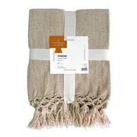 Cream Knotted Chenille Throw Blanket, 50x60