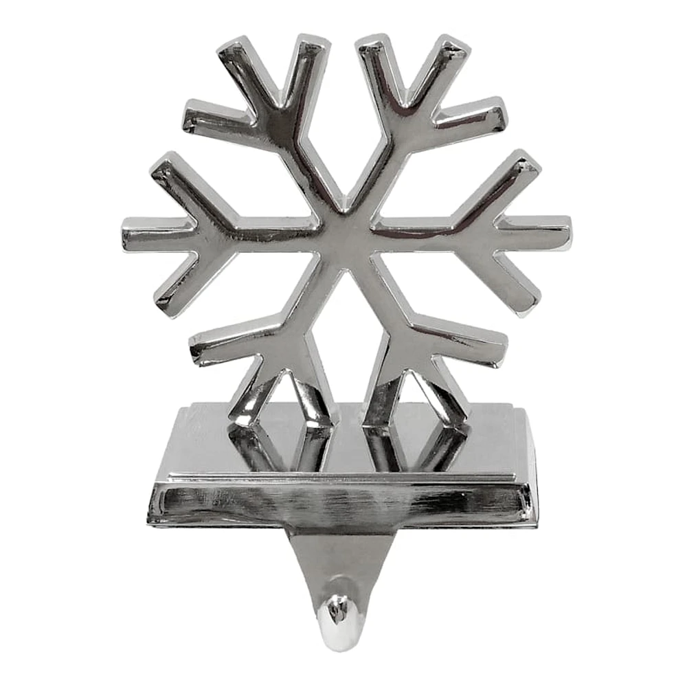 Silver Snowflake Stocking Holder, 4.5"