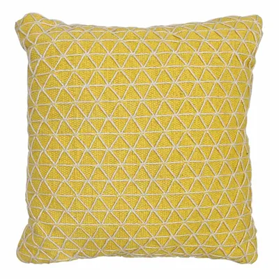 18X18 Yellow Handloom Woven Pillow