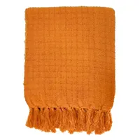 Rust Fuzzy Plaid Woven Throw Blanket, 50x60