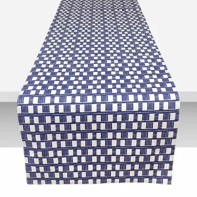 Blue Tile Printed Table Runner, 72"