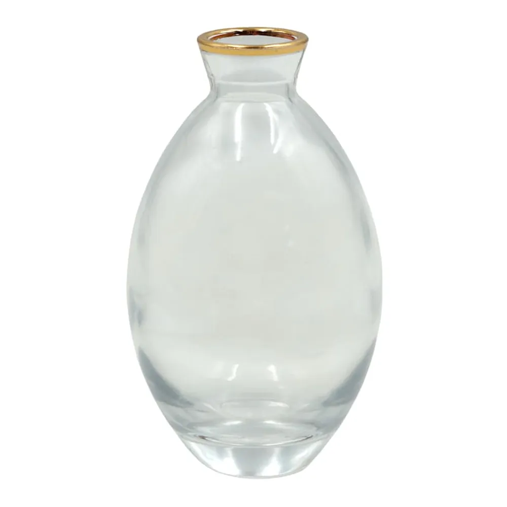 Rounded Gold Rim Glass Vase