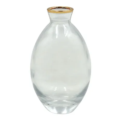 Rounded Gold Rim Glass Vase