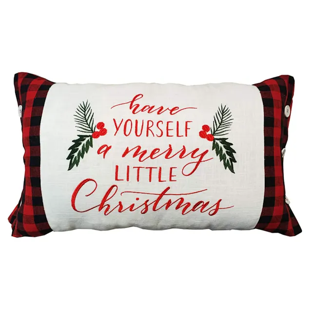 Red & White Ho Ho Ho Oblong Christmas Throw Pillow, 14x24