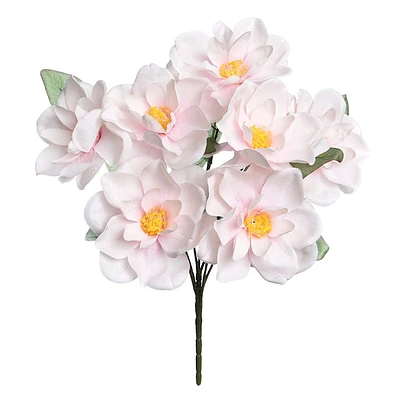 7-Head White & Pink Magnolia Floral Bush, 20"
