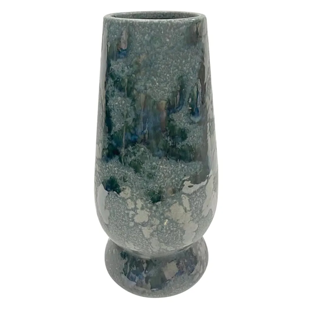 Tall Green Reactive Glaze Ceramic Planter, 13"