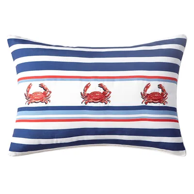 Crab Striped Lumbar Outdoor Throw Pillow, 14x20