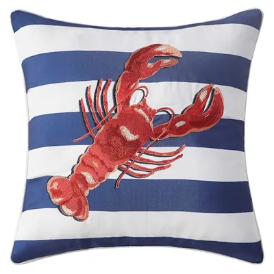 Lobster Striped Outdoor Throw Pillow, 16"