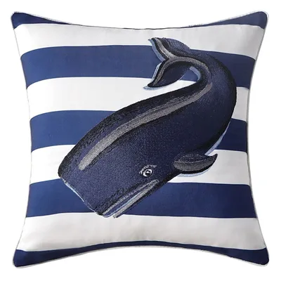 Whale Striped Outdoor Throw Pillow, 16"