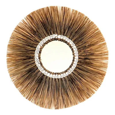 Natural Seagrass Round Wall Mirror, 24"