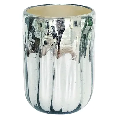 Silver Mercury Glass Hurricane Vase, 8"