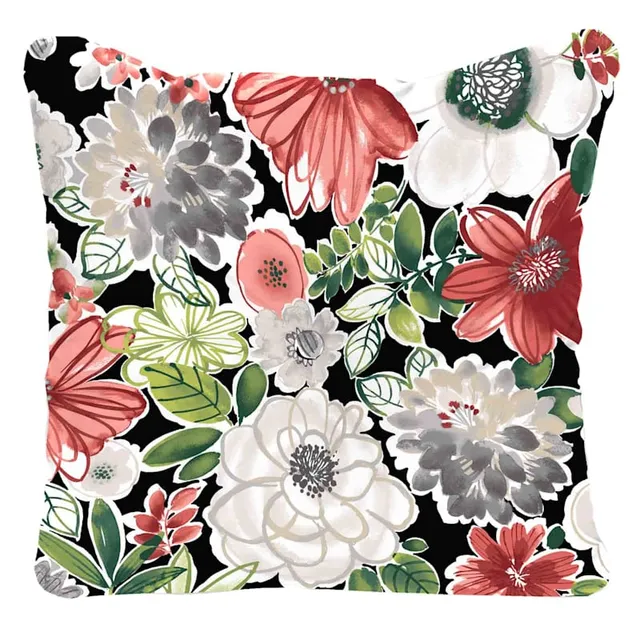 Tamani Black Floral Outdoor Square Seat Cushion