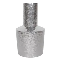 Silver Hammered Metal Long Neck Vase