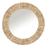 Natural Driftwood Round Wall Mirror, 35"