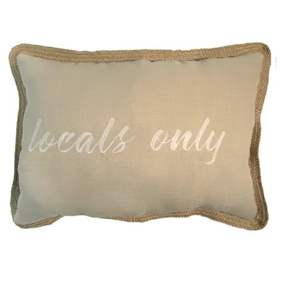 Locals Only Embroidered Outdoor Throw Pillow with Jute Trim, 14x20