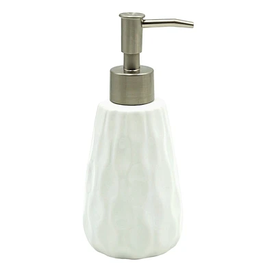 Katherine White Ceramic Soap Dispenser, 7"