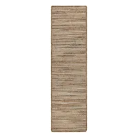 (B729) Kensie Natural Striped Jute Runner, 2x7