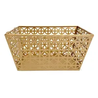 Geo Gold Metal Rectangle Basket, Extra Small