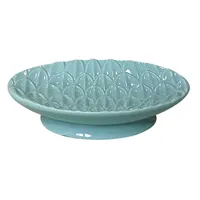 Blue Fan Ceramic Soap Dish, 5"