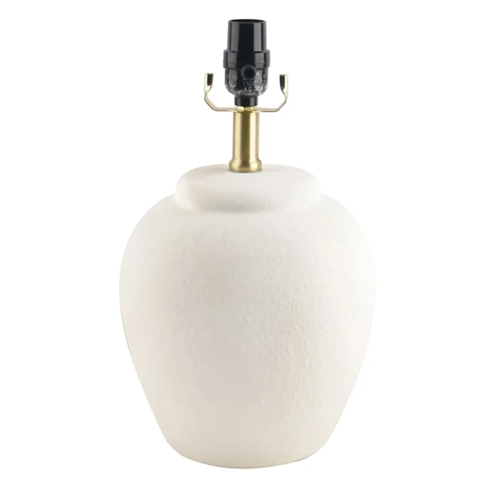 White textured ceramic urn small lamp 14in