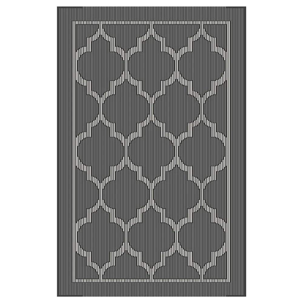 Chai Tea Geometric Charcoal & White Lattice Washable Accent Rug, 3x4