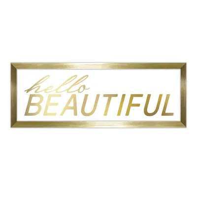 Glass Framed Hello Beautiful Wall Sign, 6x18