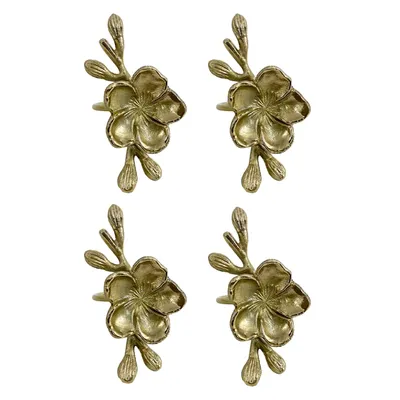 Set of 4 Gold Floral Napkin Rings