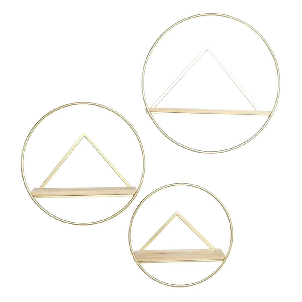 3-Piece Gold Metal Wall Shelves Set