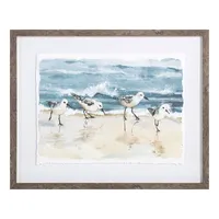 Framed Sandpipers Print Wall Art, 20x16