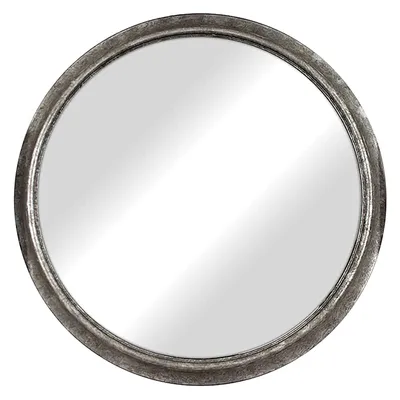Aged Zinc Round Wall Mirror, 30"