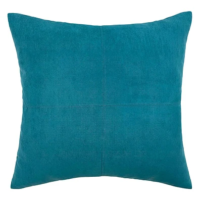 Teal Faux Suede Throw Pillow, 24"