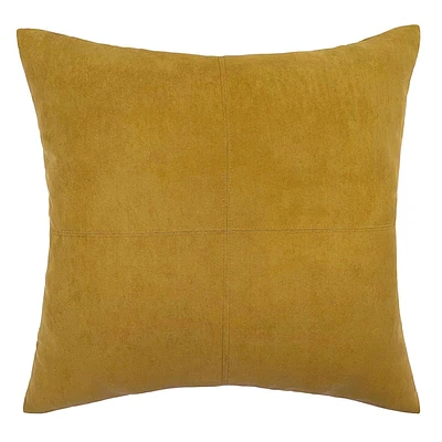 Turmeric Yellow Faux Suede Throw Pillow