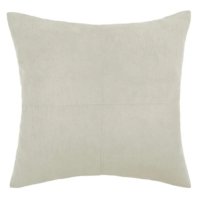 Ivory Faux Suede Throw Pillow, 24"