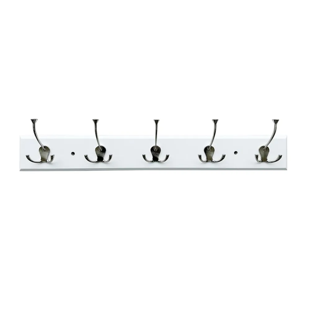 5-Hook White Triple Wall Hanger