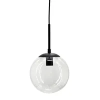 Black Glass Globe Hardwire Pendant Light, 9"