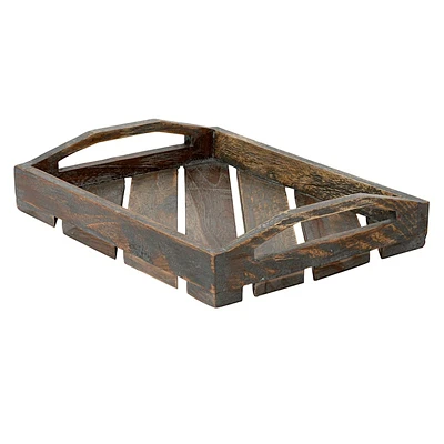 Dark Brown Wood Rectangle Tray, 10x8