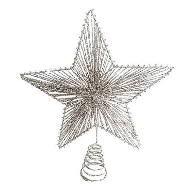 Champagne Glittered Star Tree Topper, 11.5"