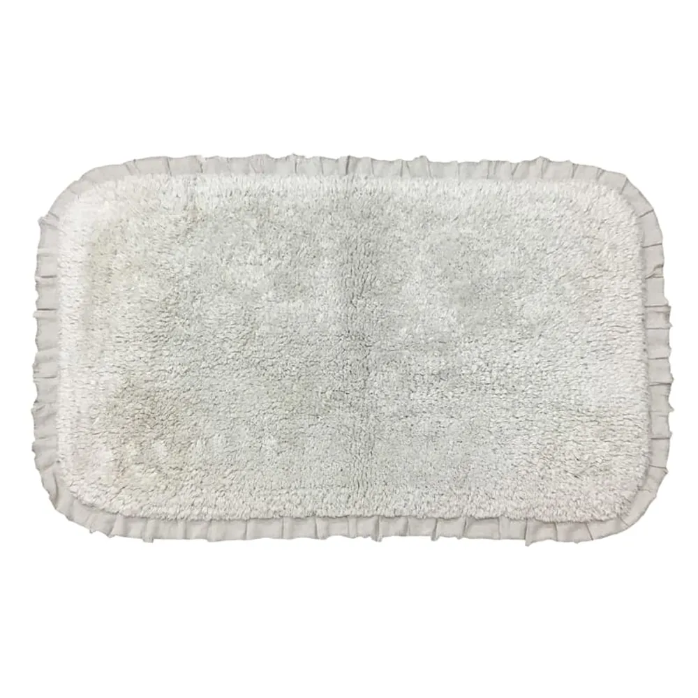 Found & Fable Canyon Natural & Grey Striped Tassel Bath Mat, 20x30