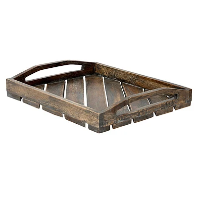 Dark Brown Wood Decorative Tray, 12x10