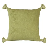 Green Woven Diamond Embroidery Throw Pillow, 20"