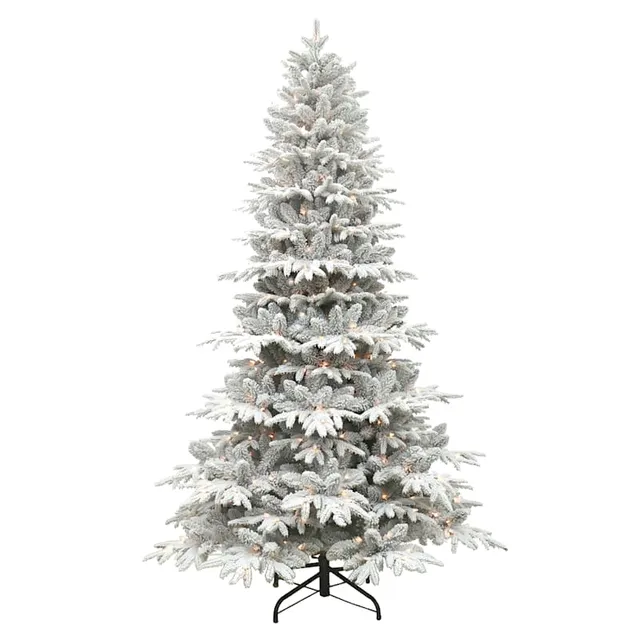(B15) Unlit Flocked Nordmann Fir Christmas Tree, 7.5
