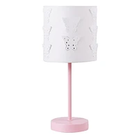 Pink Metal Butterfly Lamp with Shade, 15"