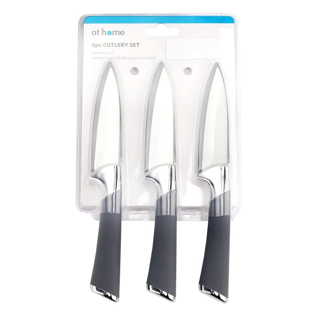 6 Piece Blue Soft Touch Non-Stick Paring Knife & Sheath Set, Plastic Sold by at Home