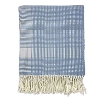 Blue Plaid Woven Throw Blanket, 50x60