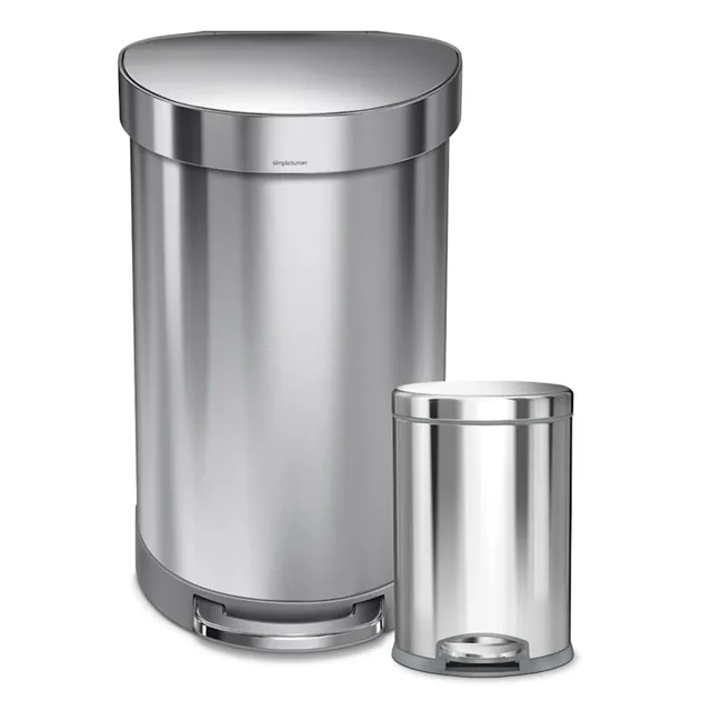 simplehuman 4.5L Round Step Trash Can Steel White