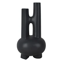 Crosby St. Black Double Barrel Vase, 14.7"