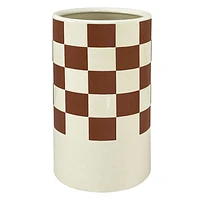 White Checkered Vase