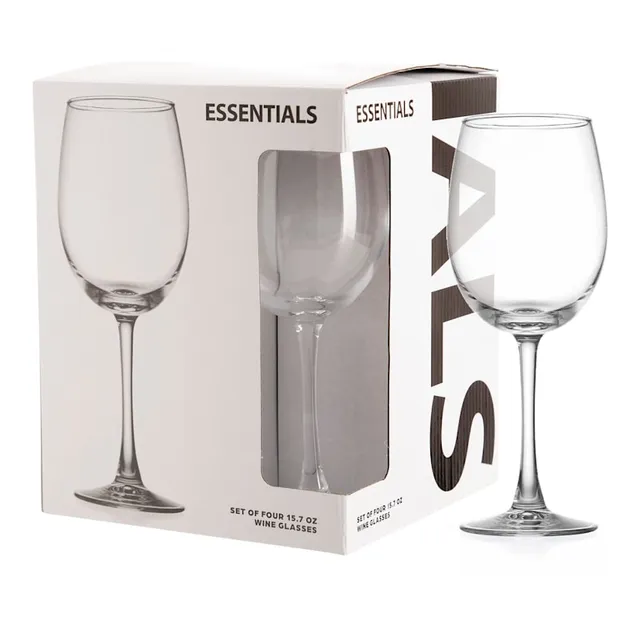 Vivid Set of 4 Stemmed Wine Glasses, 23oz